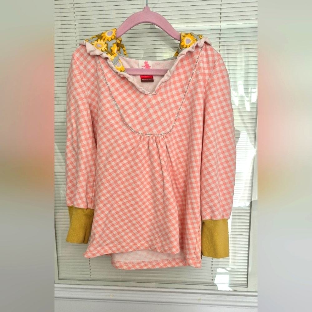 Matilda Jane Serendipity Pink Checkered Hooded Lightweight Sweatshirt